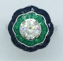 Load image into Gallery viewer, Emerald &amp;Diamond Art Deco Ring
