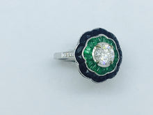 Load image into Gallery viewer, Emerald &amp;Diamond Art Deco Ring