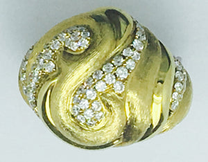 Gold & Diamond Scroll 18K Ring