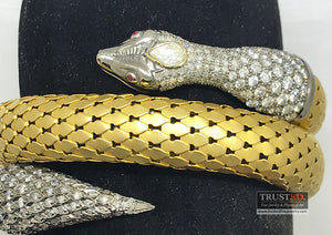 18k two tone yellow & white gold flexible wrap around snake bracelet