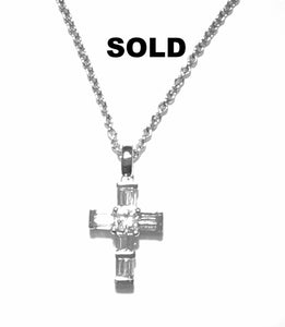 Necklace 18k WG Diamond Cross