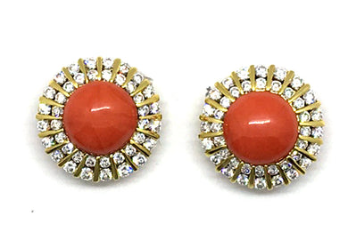 Coral  & Diamond Earrings