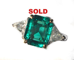 Ring Emerald and Diamond 18k & Platinum