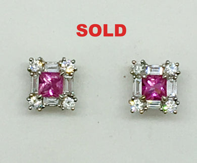 earrings platinum pink sapphire diamond