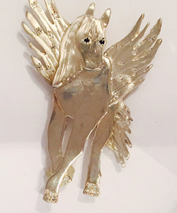 Sterling Silver & Diamond Pegasus Brooch  Pendant