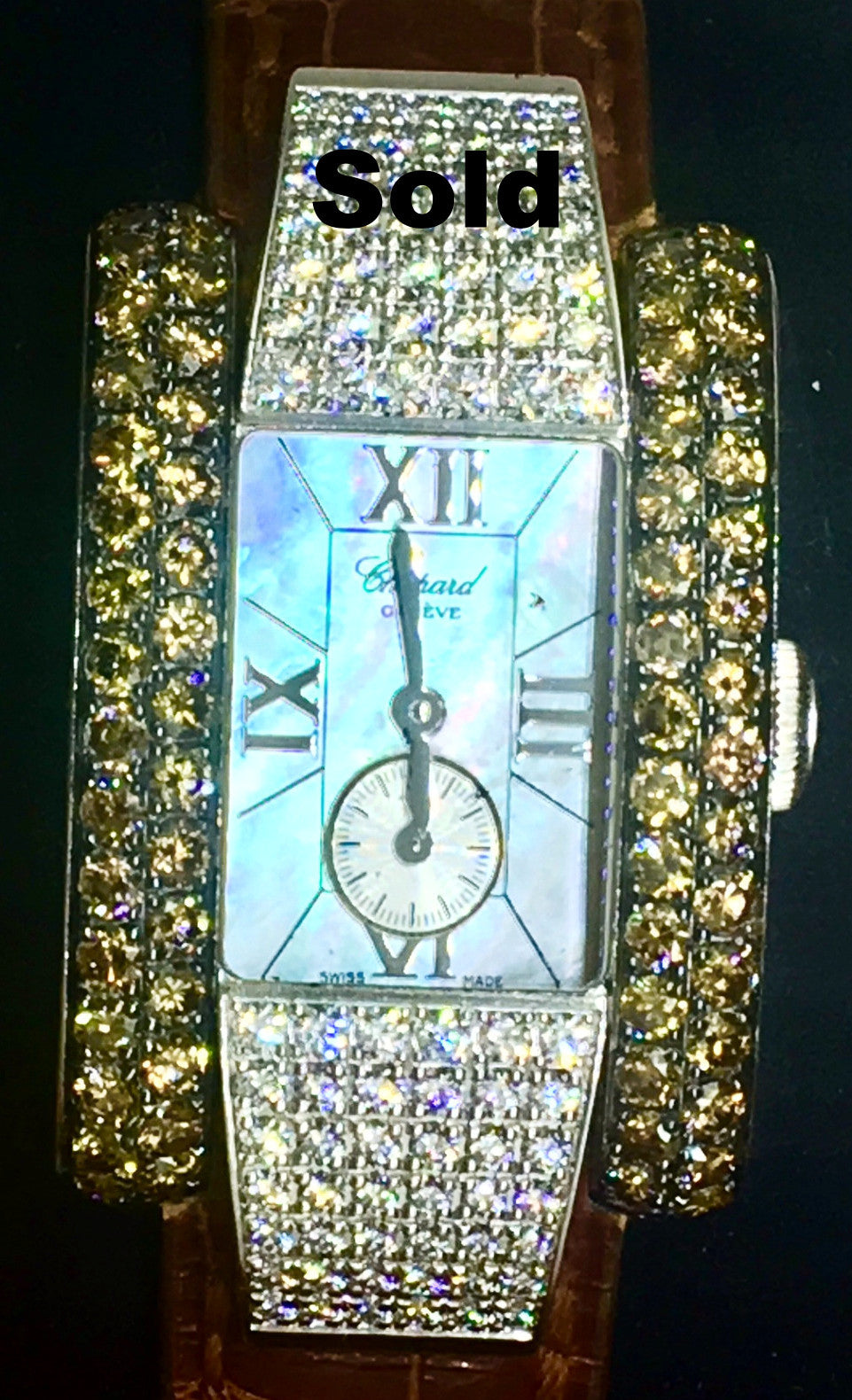 Ladies 18kt white gold ,diamond Chopard watch