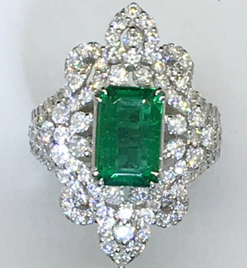 Emerald & Diamond Formal Cocktail Ring