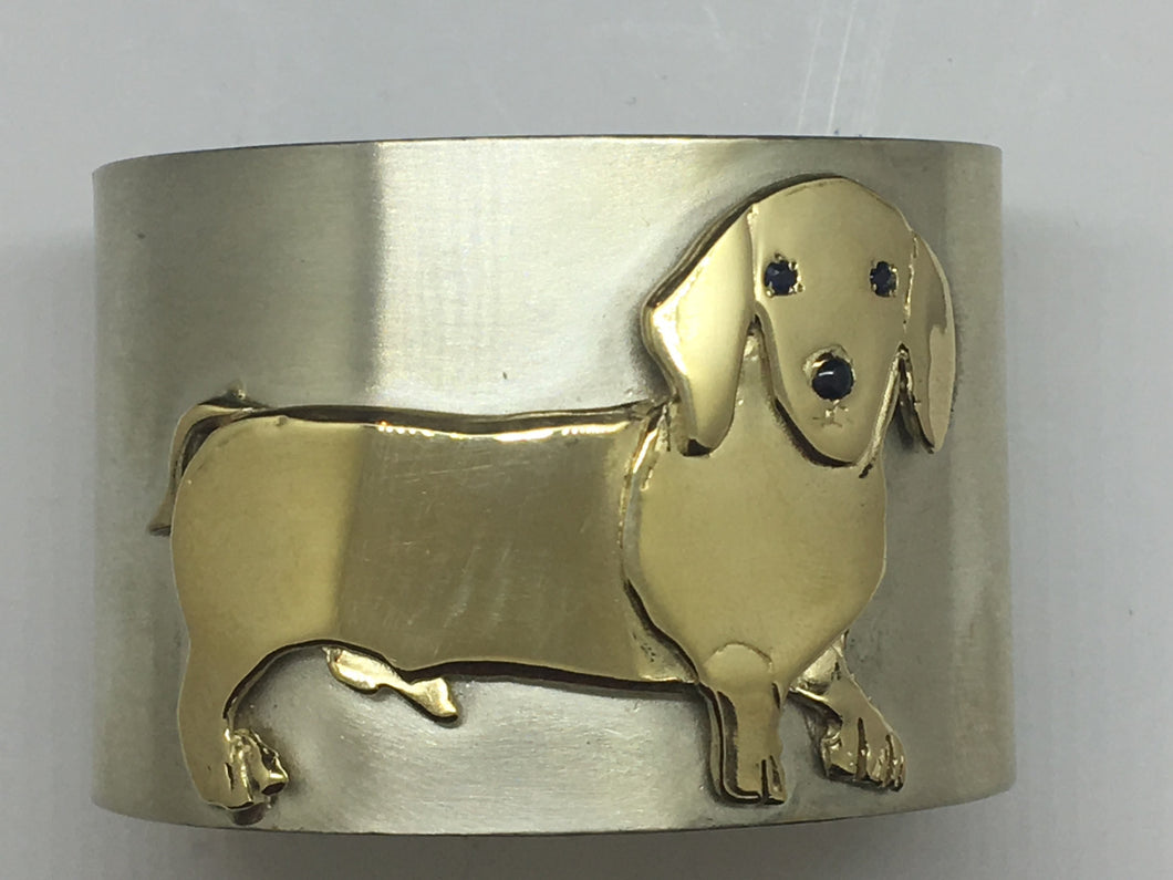 Sterling Silver & 14k gold Dog bracelet