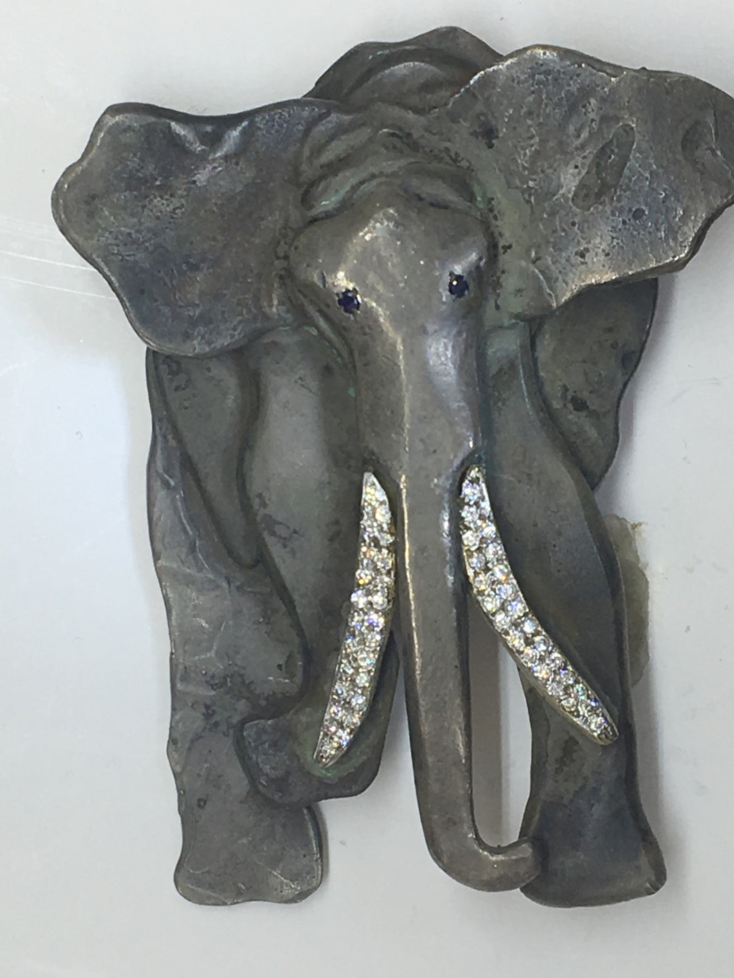 Sterling Silver Diamond & Platinum Elephant