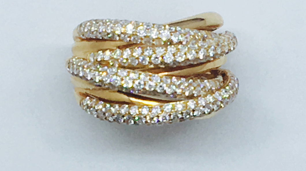 Diamond & 18k Multi Banded Two Tone Cocktail Ring