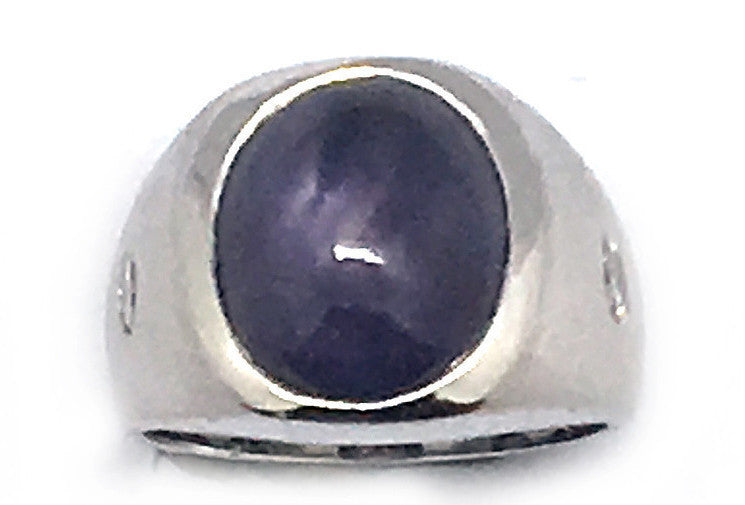 Men's Hand-made Fine Cabochon Star Sapphire Ring