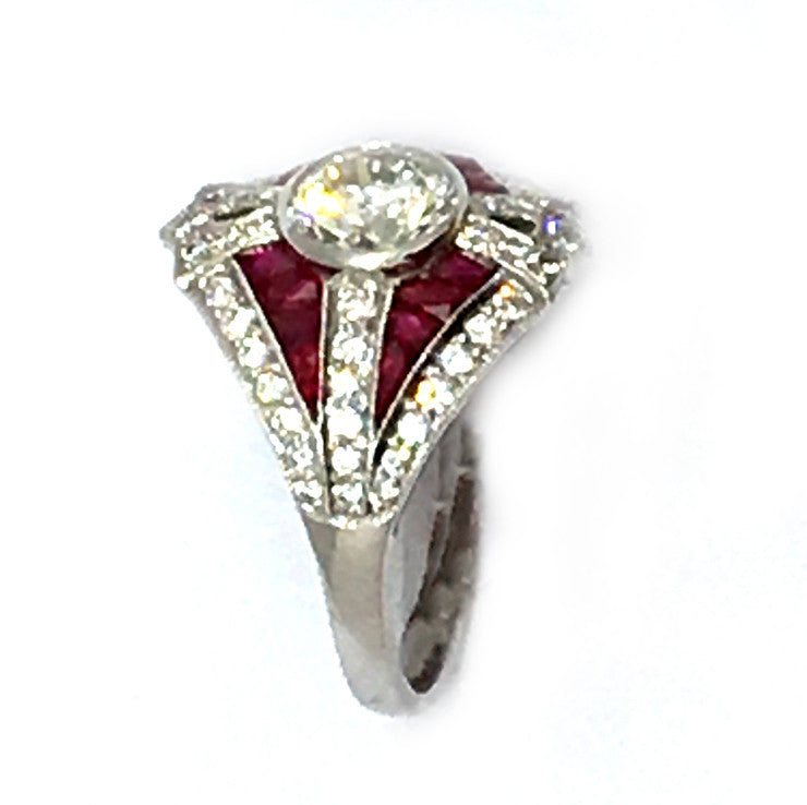 Diamond & Ruby Art-Deco Style Ring