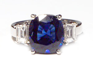 Sapphire & Diamond 3-Stone Ring