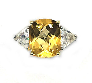 Citrine & Diamond 3-Stone 18k Ring