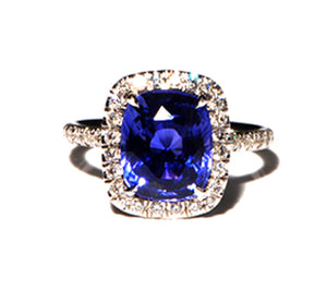 Sapphire & Diamond Engagement 18k Ring