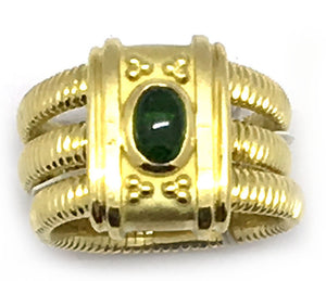 Emerald Triple Band Estate 18K Ring