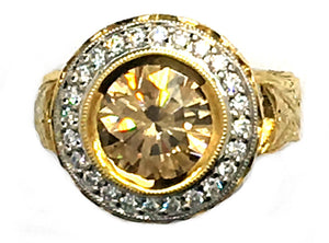 Natural Colored Cognac Diamond Ring